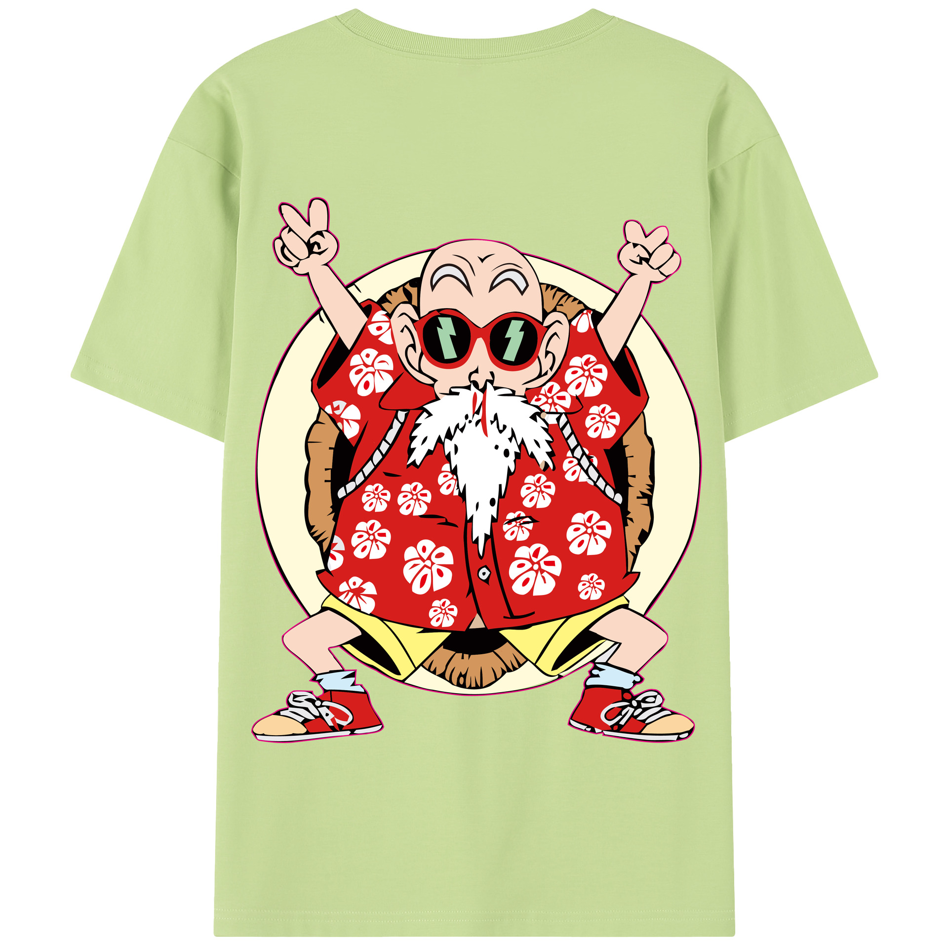 （画像用） ドラゴンボール 亀仙人（かめせんにん） DRAGON BALL Master Roshi Kame Sennin 綿100％半袖Tシャツ（背面プリント）